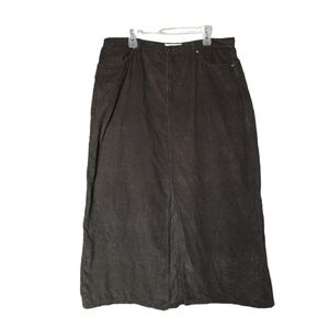 18 - Eddie Bauer • Dark Brown Corduroy Maxi Skirt with Front Slit & Pockets -Y2K